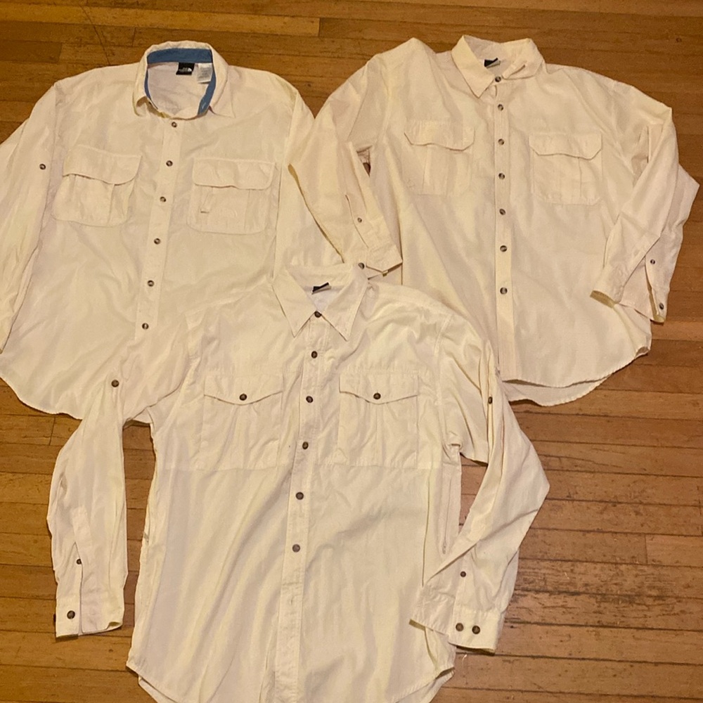 Mens The North Face long sleeve button down travel shirts size M. All for $50